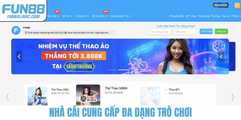 Nhà cái cung cấp đa dạng trò chơi